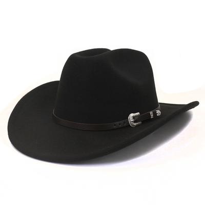 Chapeau de Cowboy Western Vintage avec Ceinture Noire Chapeau Fedora en Feutre pour Homme Chapeau Jazz Cowgirl Cloche Église Sombrero Hombre Casquettes