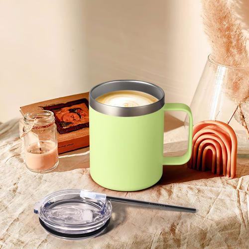 Livole Vacuum Insulated Mug, Hot & Cold Insulated, Stainless Steel Mug with Lid, Coffee Cup, Vacuum Mug, Double-Walled Thermos, Shatterproof, with Str