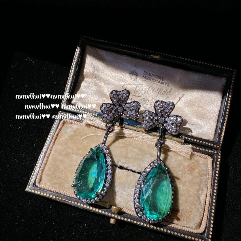 Broche de flecos de gema de loro Sotheby's Vintage Chapado en oro de 18 quilates, Pendientes de circonita y perla de lujo Parra