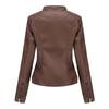 Women's Slim Fitting Jacket Women's Wear, Standing Collar Leather Jacket