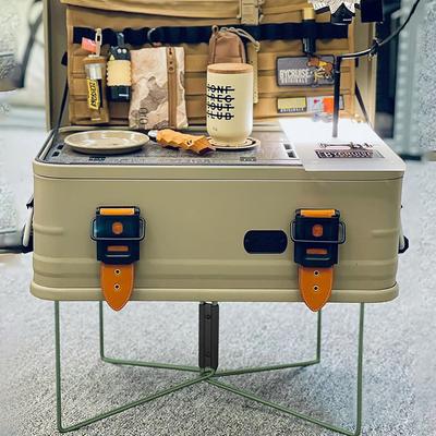 Camping Faltbarer Metallständer Edelstahl Organizerbox Faltbarer Ständer Eisen Aufbewahrungsbox Halterung für Outdoor-Picknick Angeln