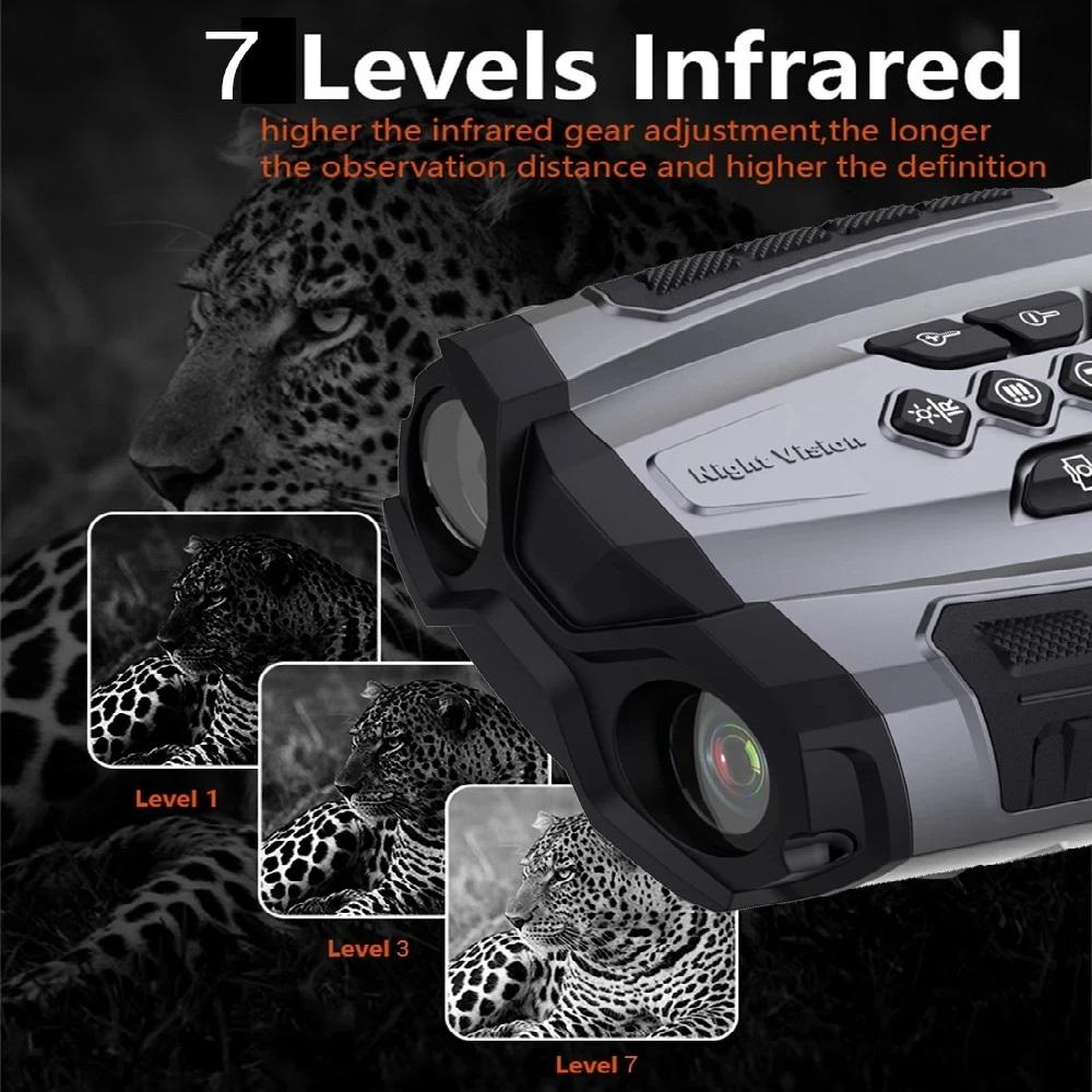 5K Binoculars, Infrared Night Vision Goggles, 10x Digital Zoom, Rechargeable, with a 3-inch Large Screen