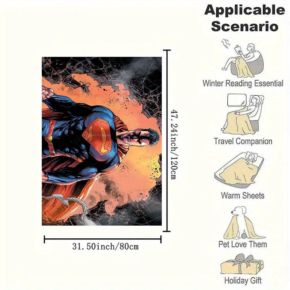 Superman Comic Book Cover Art Print PosterBlanket Flannel Throw Blanket for Sofa, Bed, Travel, Camping, Office, Couch, Chair