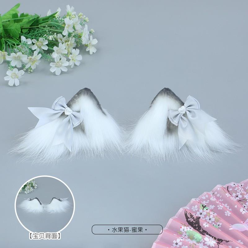 Handmade Plush Cat Ear Hair Clip Women Sweet Kawaii Lolita Accessory In Multiple Colors