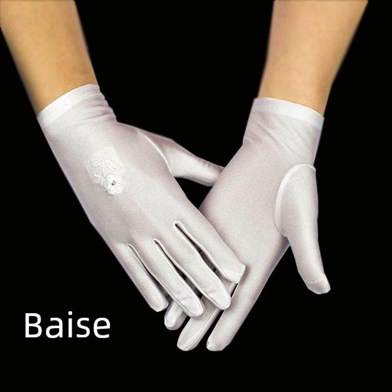 Spandex High Elastic Gloves Jiamus Square Stage Performance Embroidered Female Summer Sun Protection Winter Colorfast Black White Gray