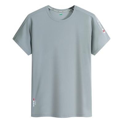 Ice Silk Short Sleeved T-shirt Men's Summer T-shirt Large Size Loose Breathable Thin Quick Drying Elastic Casual Sports Top