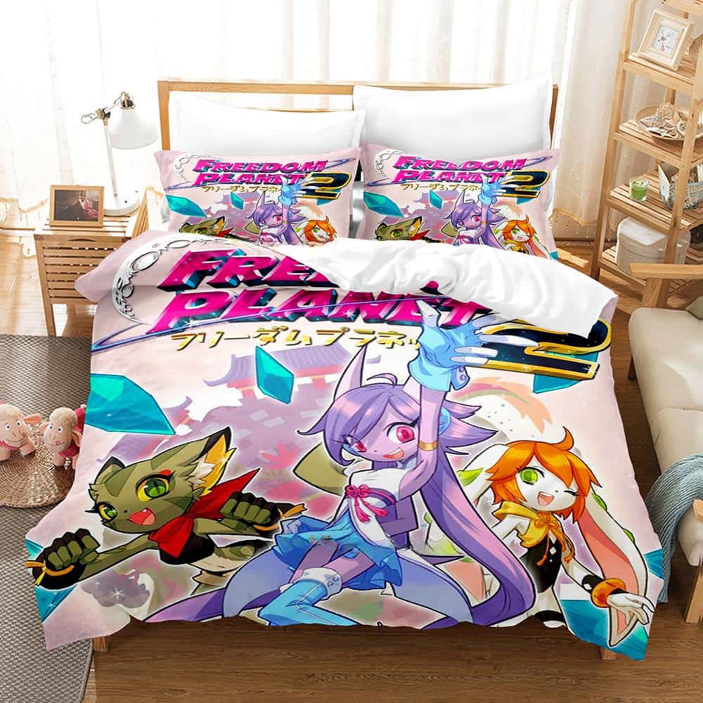 New Game Freedom Planet Bedding Set Duvet Cover Comforter Bed Set Quilt Cover Pillowcase King Queen Twin Size Boys Girls Adult