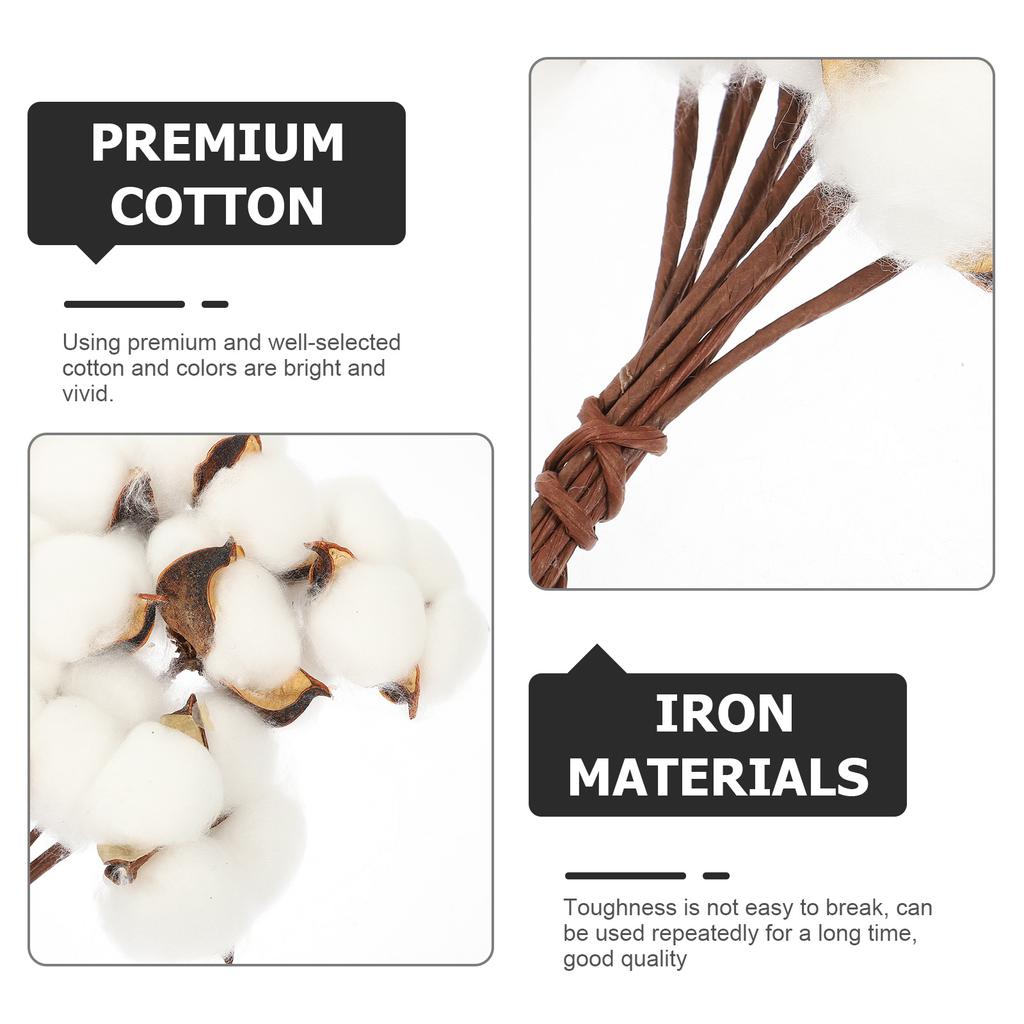 1Set Natural Dried Cotton Flower Branch White Cotton Branch Picks DIY Artificial Flower Bouquet lliving room ornament home deco