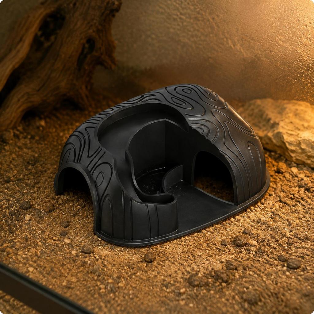Cold-Blooded Pet Food and Water Hideout Multi-Function twoDoor Cold-Blooded Pet Shelter Terrarium Shelter Bowl Easy to Clean