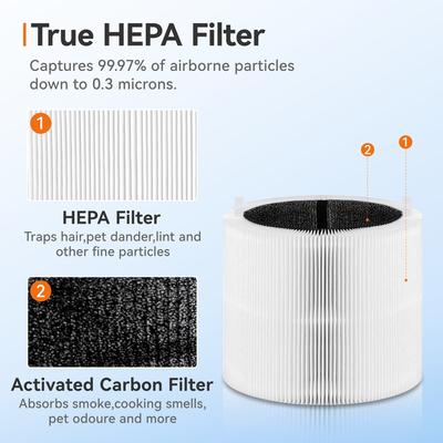2Pcs Replacement Filter Fit for Blue Pure 411i/411a Max Compatible with Blue Pure 411i/411a Max Air Purifier, 3-in-1 H13 Filter