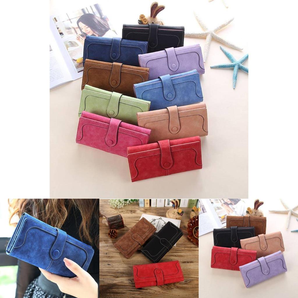Stylish Vintage Pu Leather Long Wallet For Women With Magnetic Closure And Soft Texture