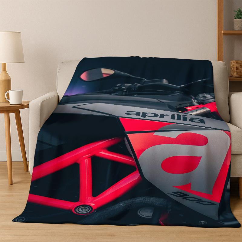 

Racing Car Aprilia Logo Moto Flannel Blanket Soft Warm Blanket Throw Blanket for Bedroom Living Room Bed Travel Picnic Gift 75x90cm