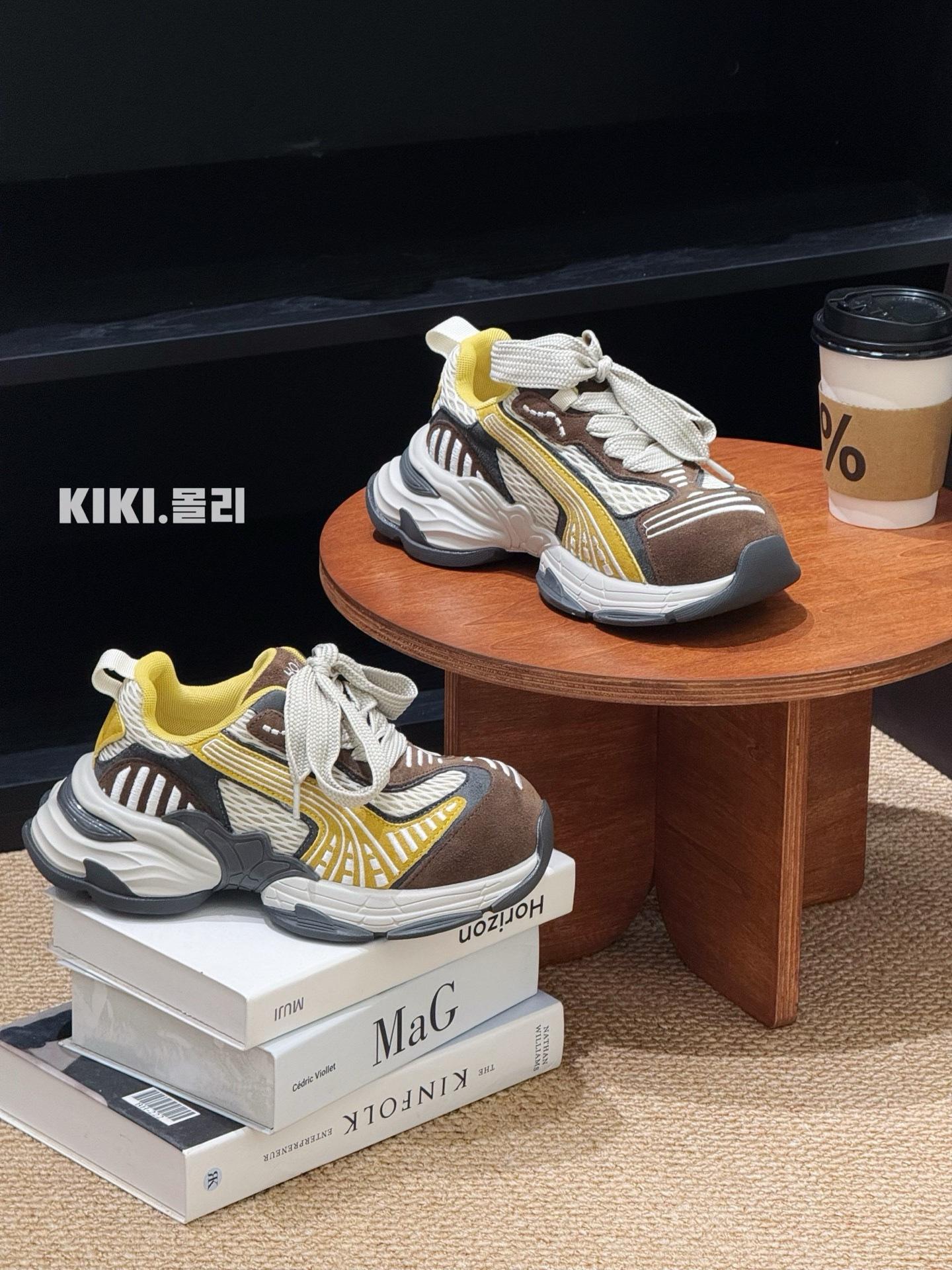 

Korean tooling dad shoes women s ins tide 2025 early autumn new thick-soled color matching niche height-increasing casual sports shoes 40 коричневый