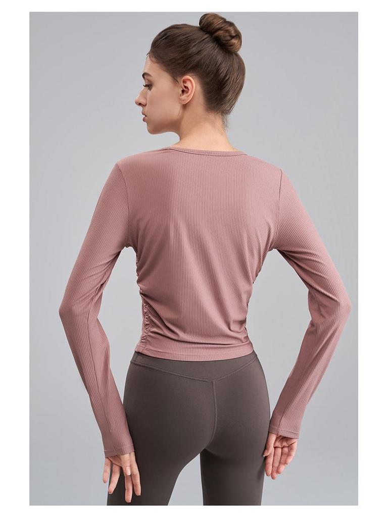 Women's Quick-Dry Long-Sleeve Slimming T-Shirt for Running, Yoga & Outdoor Activities.