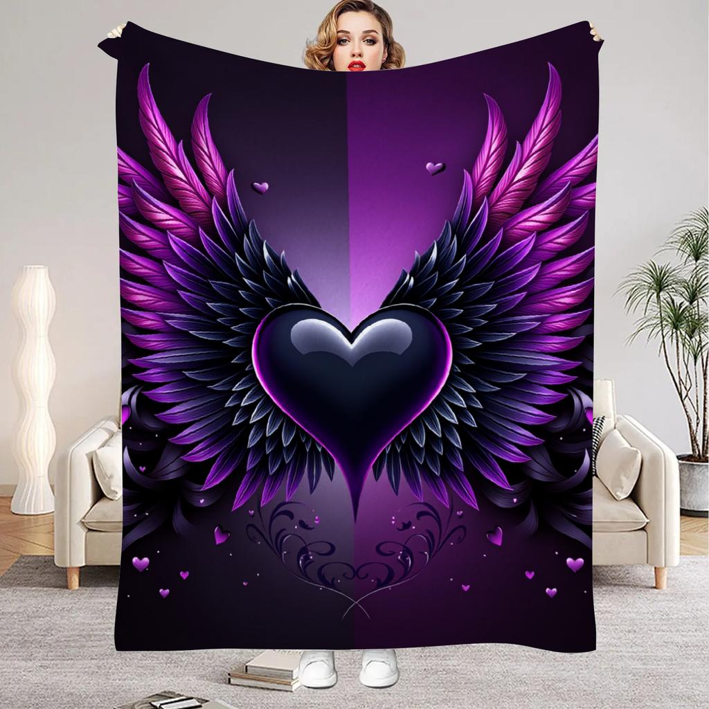 1 Stück Digital bedruckte Flanelldecke mit Totenkopf- oder Herzmotiv Matratzenbezug Decke für Familienbetten Sofas Büros Outdoor-Camping