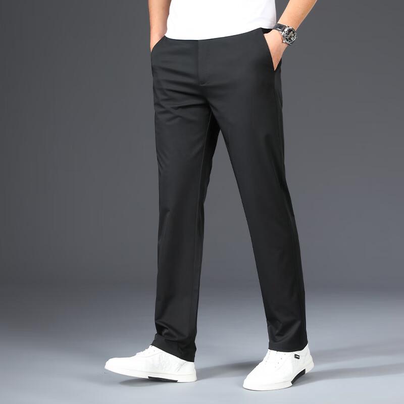 Fengmao Pánské lyocellové volné kalhoty s rovnými nohavicemi odolné proti pomačkání FMMY2103