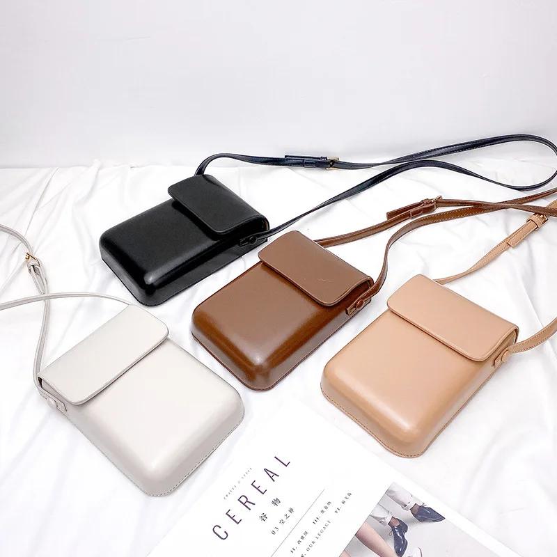 Umhängetaschen für Damen mit Klappe, Mini-Schultertaschen aus PU-Leder und Handtaschen für Mädchen, Damentelefon, einfache, solide Designertasche