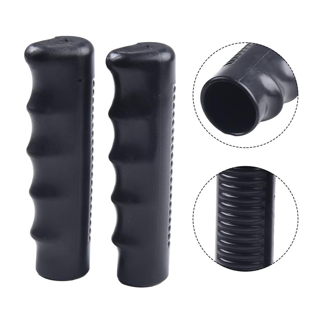 2 Pieces Black Rubber Handles for Wheelbarrow Tubes Designed for 25mm Diameter Offering Non Slip Grip and Long Lasting Use