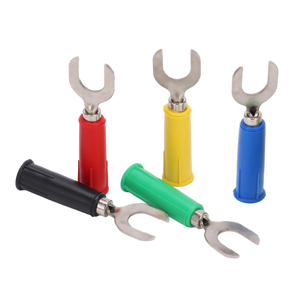 10pcs Fork Spade Wire Connectors 8mm 0.3in U Type Brass Material PVC Appearance 4mm 0.2in Hole Y Type Banana Plug