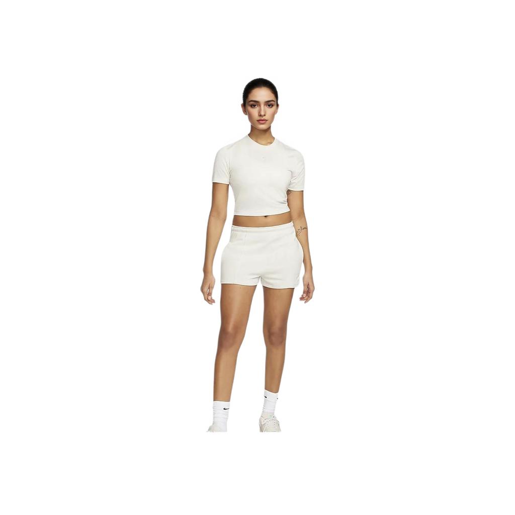 Nike Sportswear Essentials Slim Fit Soft Knit Short Sleeve T-Shirt Women Tops Light-Red Wood-Brown FB2874-105