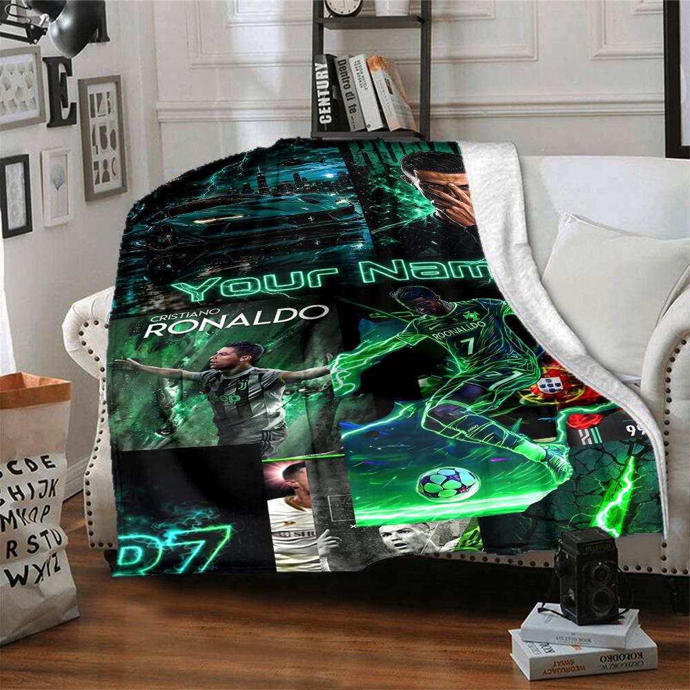 Cristiano Ronaldo (73) Personalized Name Blanket Gift Personalized Blanket Ultra-Soft Perfect for Seaside Bed Livingroom Office Chair for All Occasion