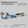 1:40 3Styles Blue Pullback Engineering Flatbed Transport Vehicle Trailer Truck Rescue Car Alloy Toys For Children Boys Gifts