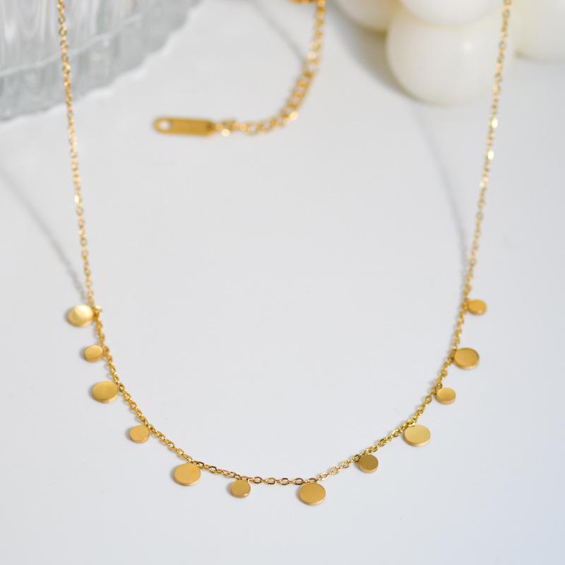 

Цепочка в виде капли воды, круглая, квадратная, геометрическая, из нержавеющей стали, изящная и маленькая, очень красивая, воздушная, с покрытием из титановой стали