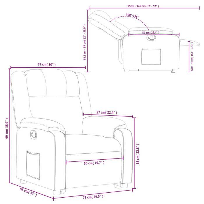 VidaXL Recliner, Relaxation Chair with Backrest, Seat with Armrests, Living Room TV Armchair, Modern, Cream 3205151