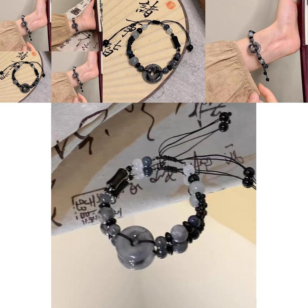 Hochwertiges schwarzes Perlenarmband Exquisiter chinesischer Stil Harzstein