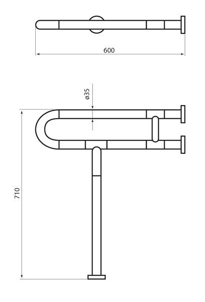 U-Shaped Bathroom Grab Bar With Support Leg