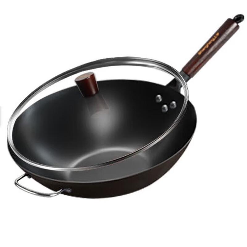 Shangheng Uncoated Cast Iron Wok with Lid