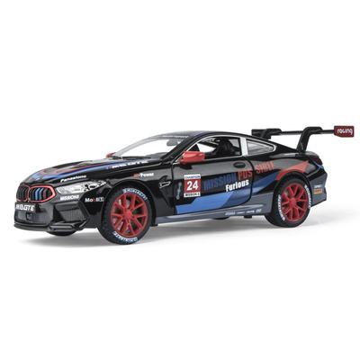 1/24 BMW M8 GTE Rennwagen Legierungsauto Diecast Modell Sound Licht Rückzug Spielzeugmodell Computer Dekorative Ornamente Kinderspielzeug Geschenk