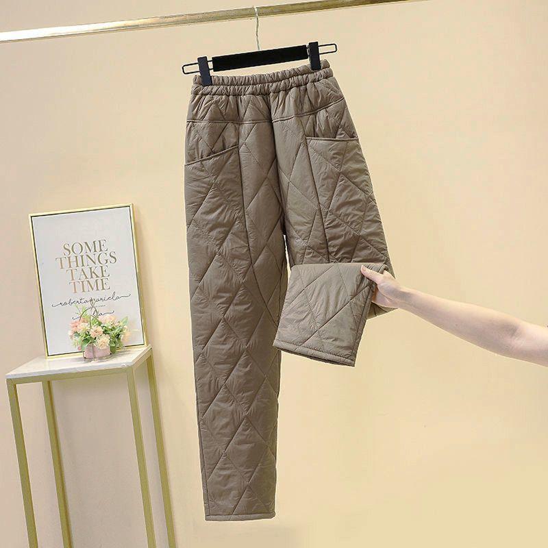 Ultra-thin Down Pants Women's New High-grade Loose Outside Winter Thickened High-waisted Straight Cotton Pants