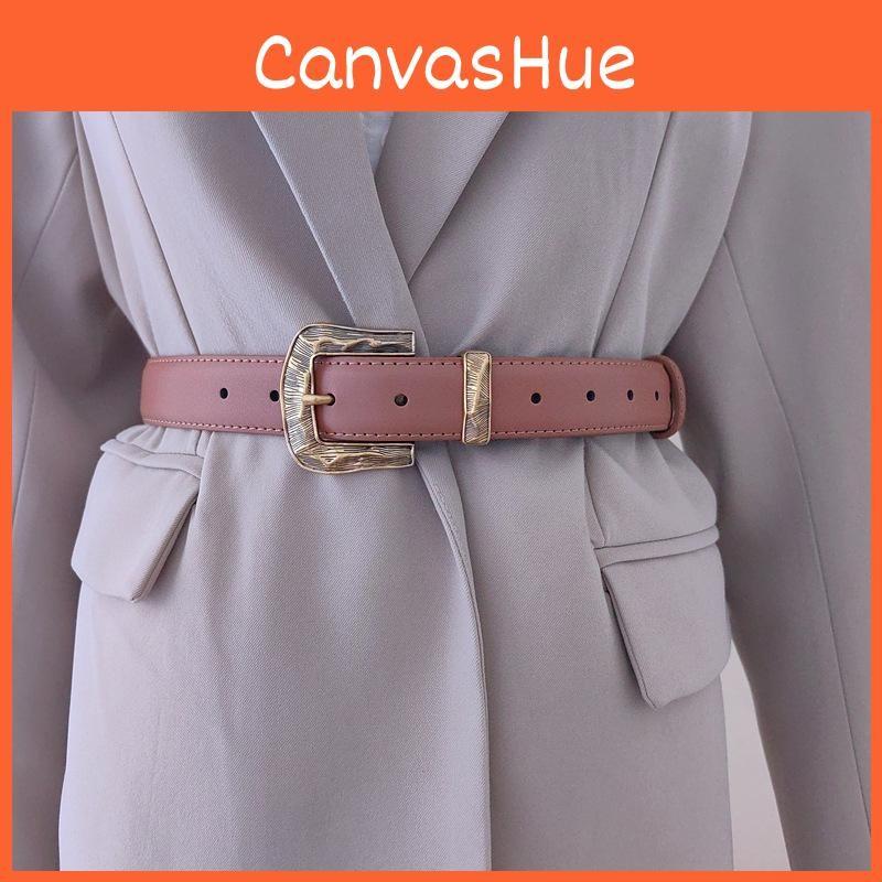 Color Solid Leather Belt For Women With Metal Pin Closure For Casual Outfits