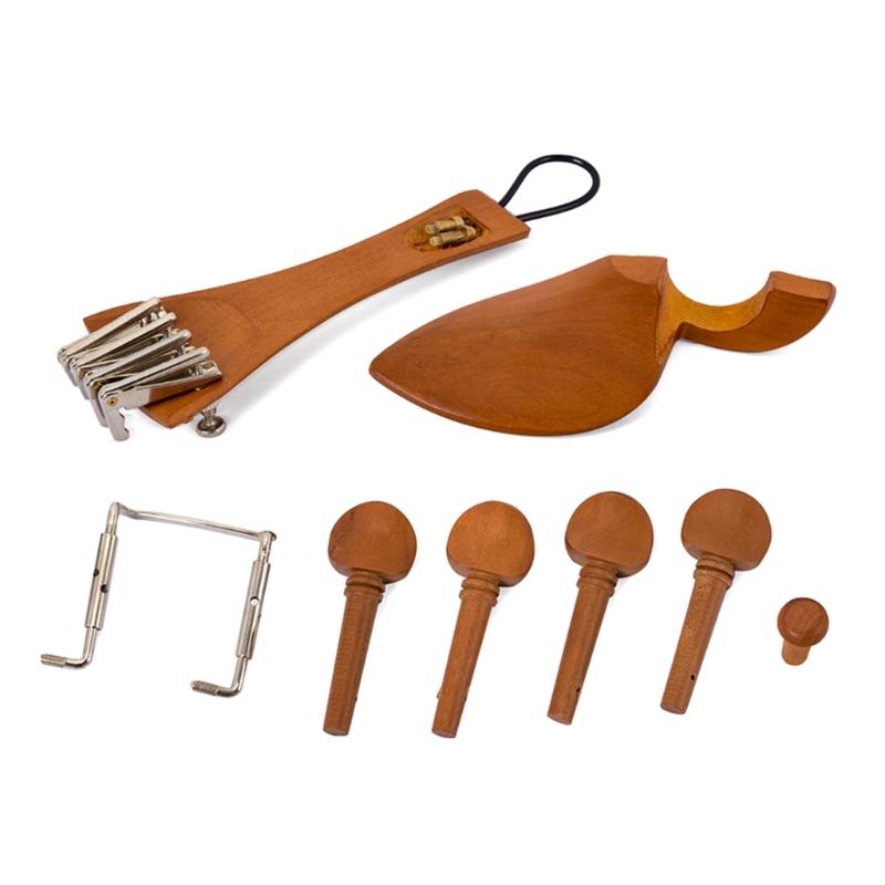Chinrest Endpin Tailpiece Tuning Pegs Ebony Chin Rest for 4/4 Violin Replacement