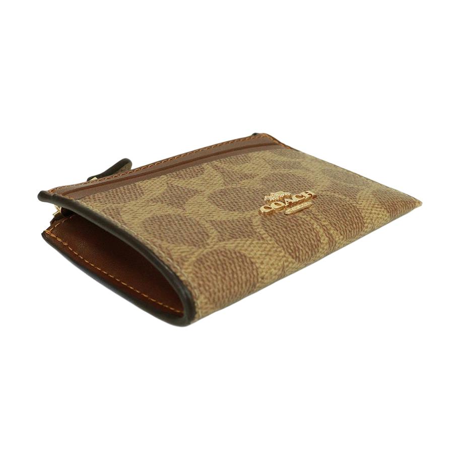 New COACH Skinny Id Case Artificial Leather Plastic Card Holder Mini Women's Brown Yellow & Brown CW870-IMXHE