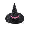 Girls Witch Halloween Cosplay Costume Sparkly Stars Printed Dress with Pointed Hat Magic Wand Candy Bag Set