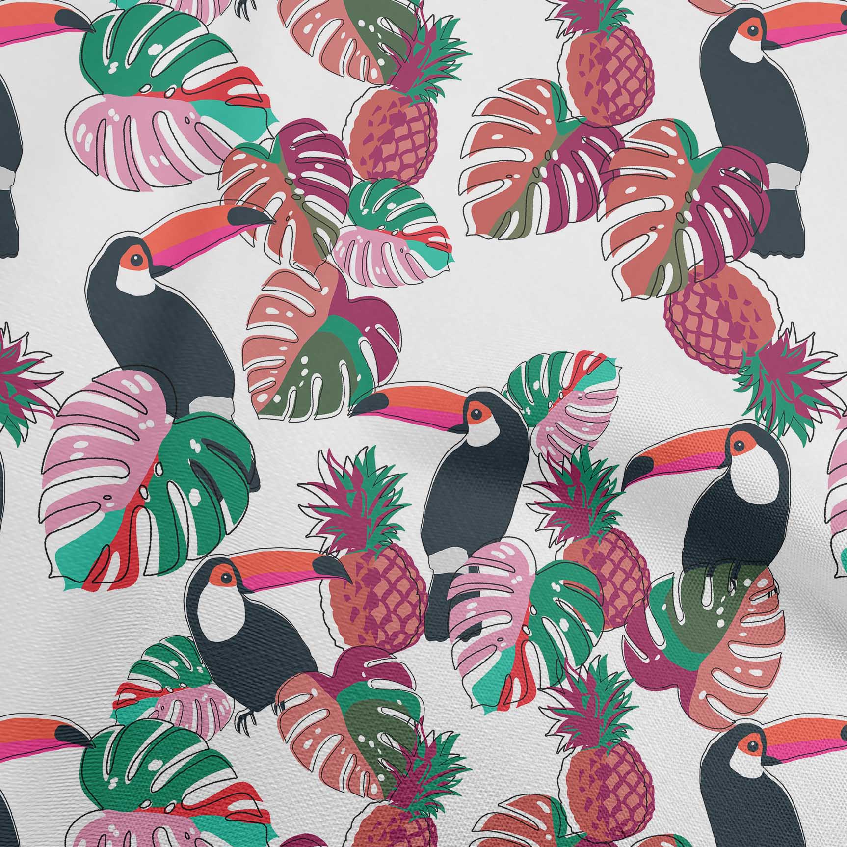 

oneOone Cotton Flex Blue Fabric Floral Flower With Birds Sewing Material Print Fabric By The Yard 40 Inch 42 Inch Wide - Viscose Chiffon білий