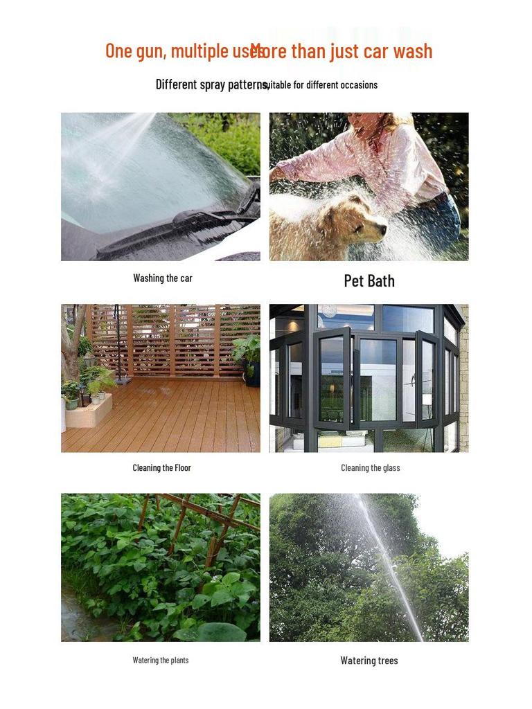 7-Modus Multifunktionales Metall-Wasserschlauch- & Garten-/Autowasch-Sprühgerät