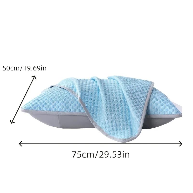 2pcs Cooling Pillowcases - Soft, Breathable 100% Polyester Bedding for Summer Comfort, Light Blue & Beige with Elegant Patterns