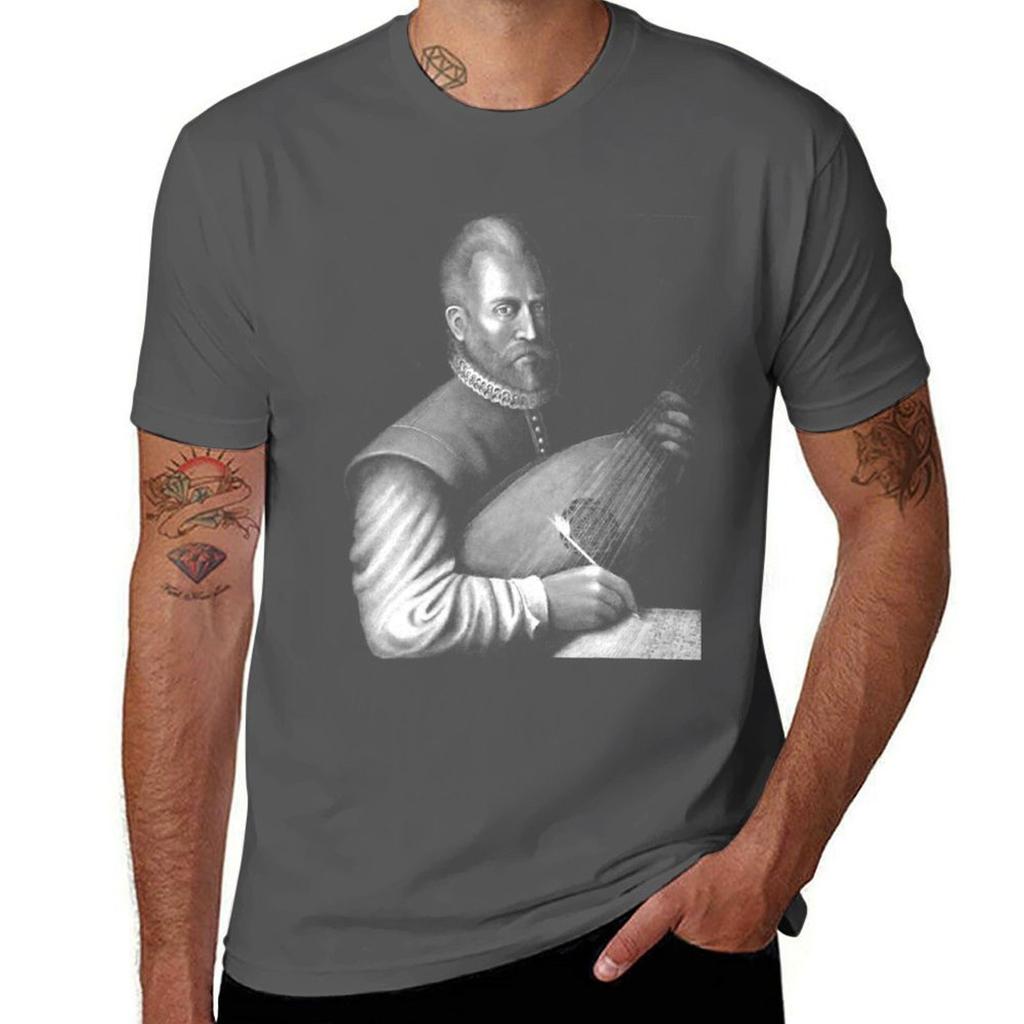 John Dowland With Lute Tshirt Casual Graphic Print Tee