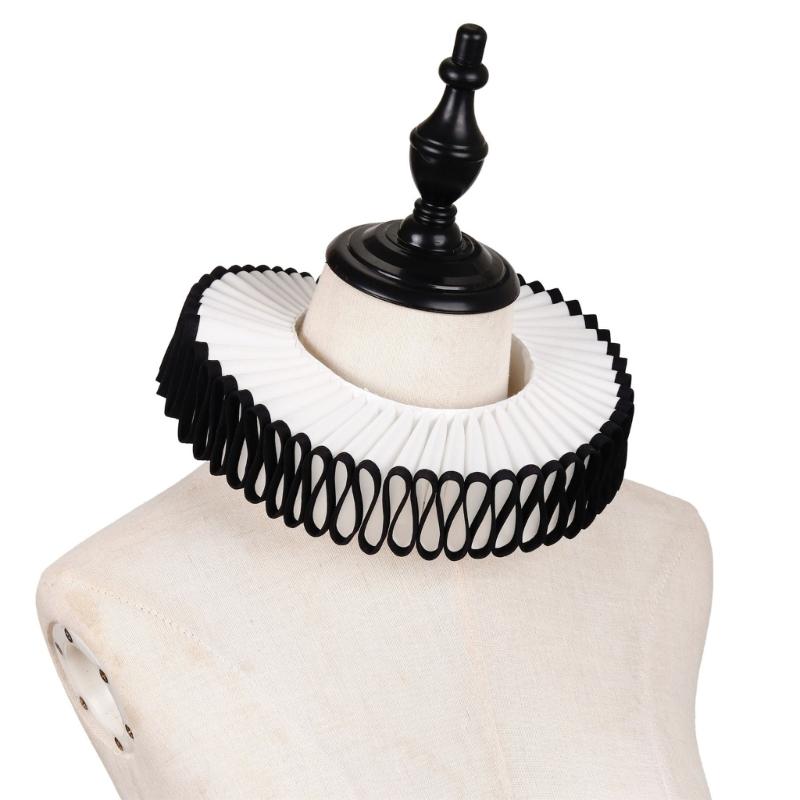 Vintage Renaissances Elizabethan Ruff Collar Victorian Edwardian Costume Neck Ruffle for Halloween Masquerades Cosplay