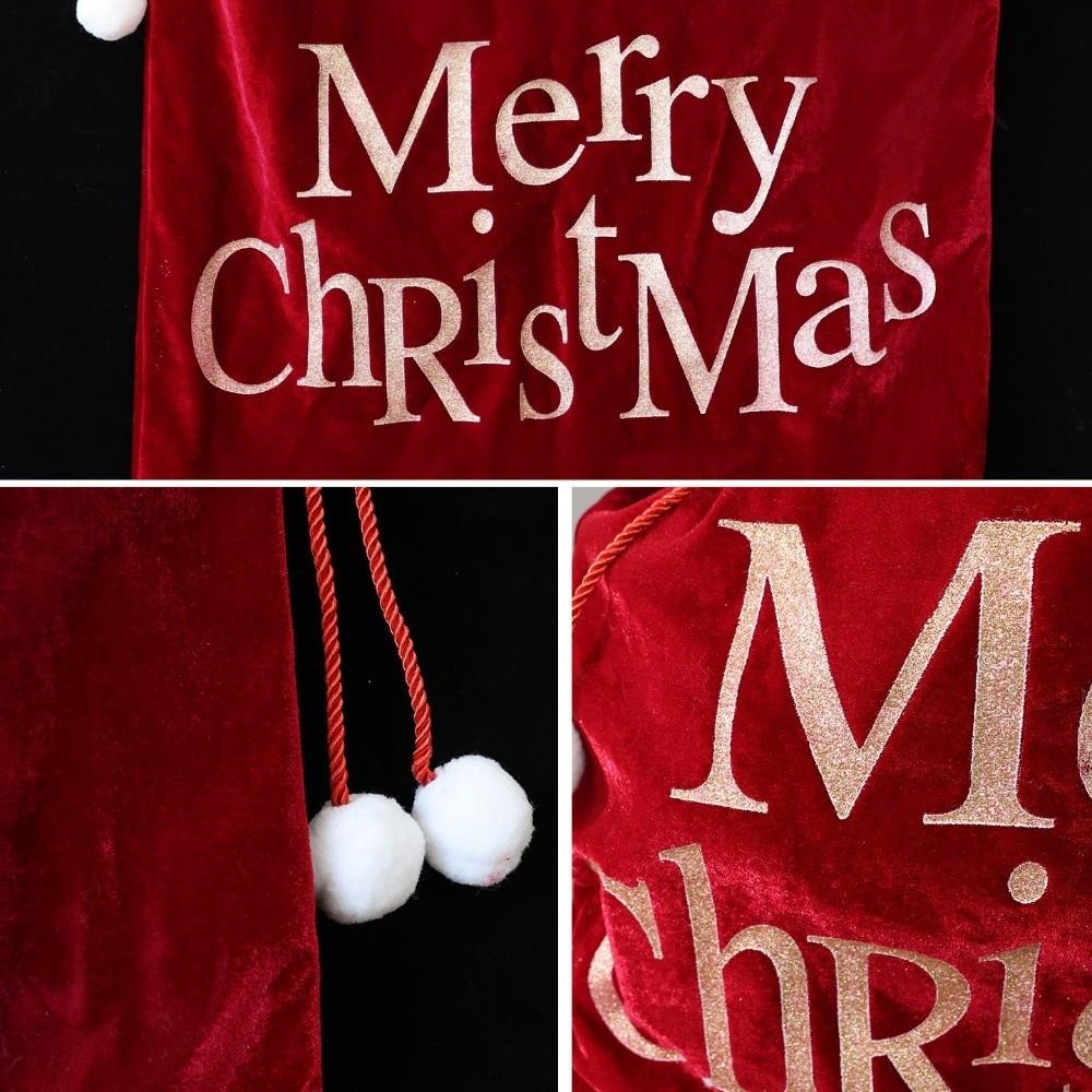 50x70cm Large Size Santa Claus Gift Bag Velvet Drawstring Bag  Decoration Supplies