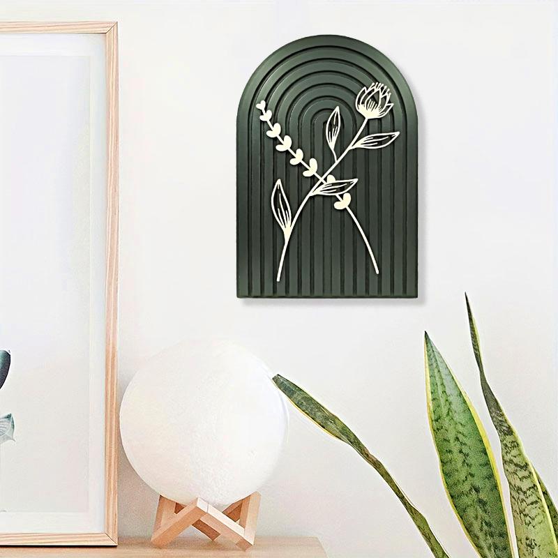 1PC Wooden Arch Kitchen Dresser Ornaments Bedroom Dark Green Living Room Wall Shelf Bohemian