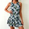 Sleeveless Floral Print Casual Dress with Tropical Pattern and Round Neckline Lightweight Soft Fabric for Women