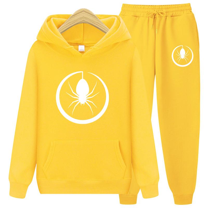 Women's Sportswear Two Piece Set Warm Jackets and Pants Spider Print Coats Sets Outdoor Hoodies Sports Suits Jogging Suits
