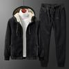 Winter Silver Fox Fleece Jacket Men's Fattened Plus Size Sweater Set Fleece Thickened Warm Lamb Fleece Sportswear Men's