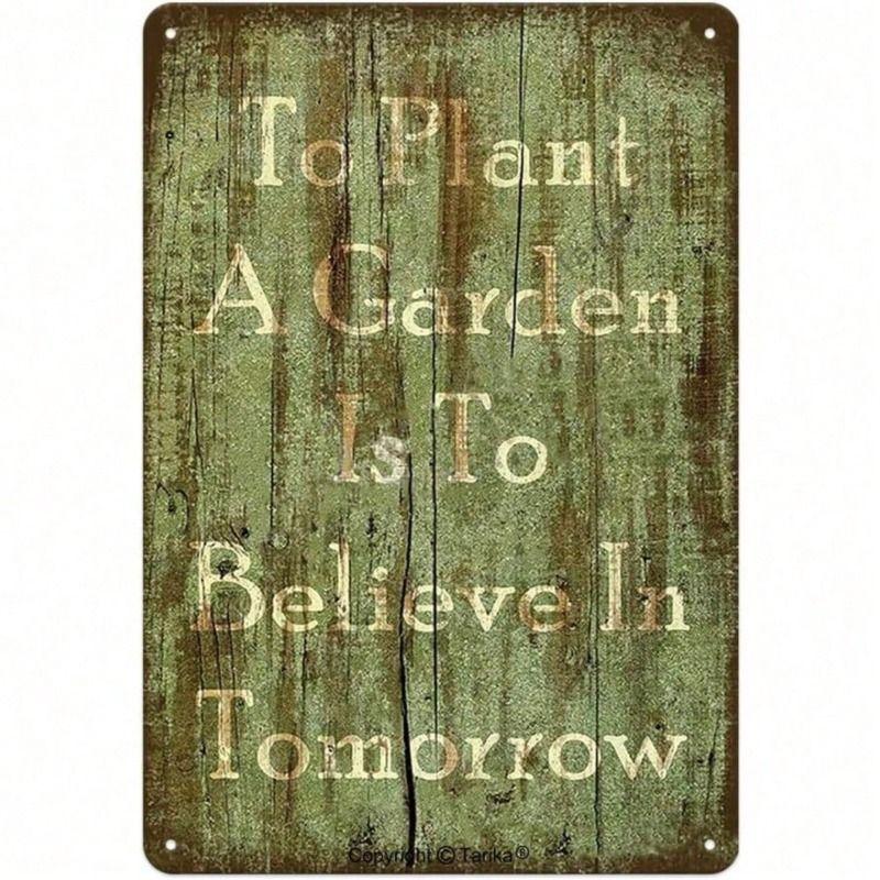 

Vintage Metal Wall Art Sign 8x12 Inch Kitchen Decor Gardening Quote English