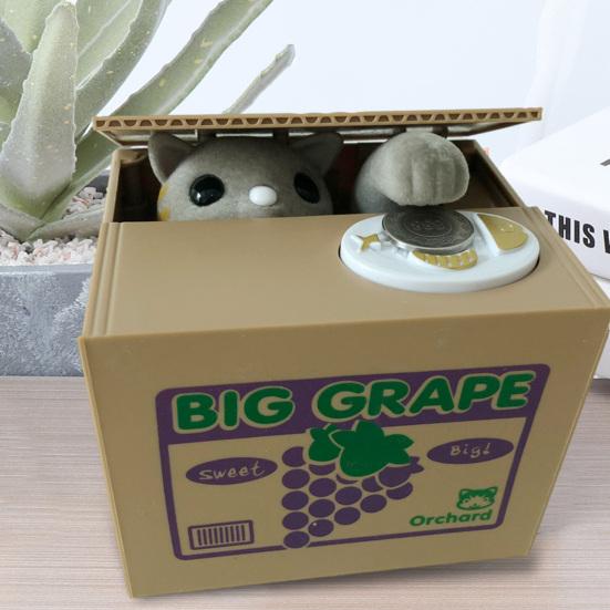 Pușculiță Furtul automat de bani Bancă de monede Pușculiță Pisica lacomă Pușculiță compatibilă cu monede din SUA Cutie de economisire a banilor pentru copii