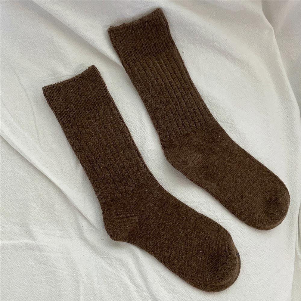 Solid Wool Cashmere Long Socks Casual Homewear Sleeping Socks  for Women & Men